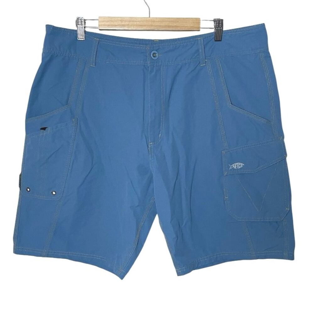 AFTCO Stealth Fishing Shorts Cargo Nylon Stretch Size 40 Blue Quick Dry Hiking